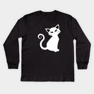 Black cat white - Catshirt - Catslover - Vegan - Kawaii - gift idea Kids Long Sleeve T-Shirt